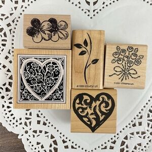 Vintage hearts & floral rubber stamps art journal crafting